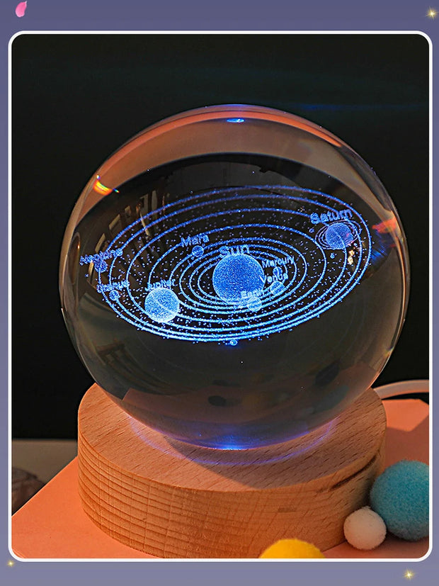 USB LED night light, Galaxy Crystal Ball lamp, 3D planet moon lamp, home decoration