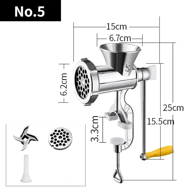 1PC Manual Meat Grinder Silver Aluminum Alloy Powerful Home SausageVegetable Chopper Pepper Kitchen Appliances