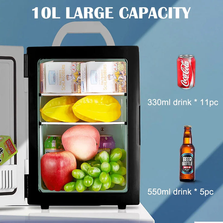 Small 10L mini car refrigerator refrigeration student dormitory cosmetic refrigerator car home dual-use