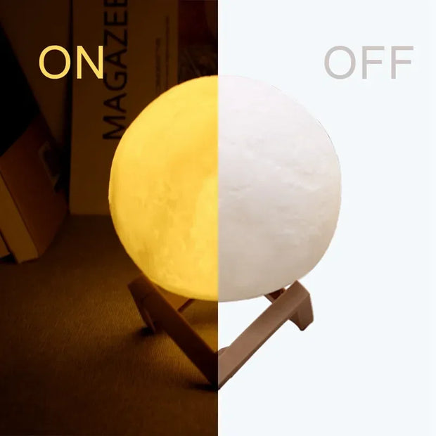 8cm Moon Lamp LED Night Light Battery Powered With Stand Starry Lamp Bedroom Decor Night Lights Kids Gift Moon Lamp