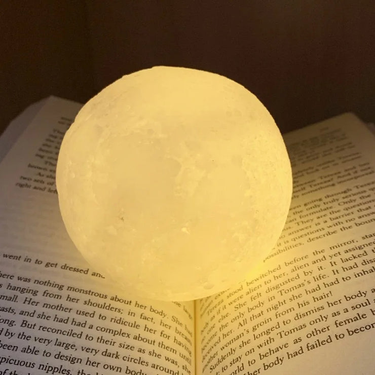 8cm Moon Lamp LED Night Light Battery Powered With Stand Starry Lamp Bedroom Decor Night Lights Kids Gift Moon Lamp