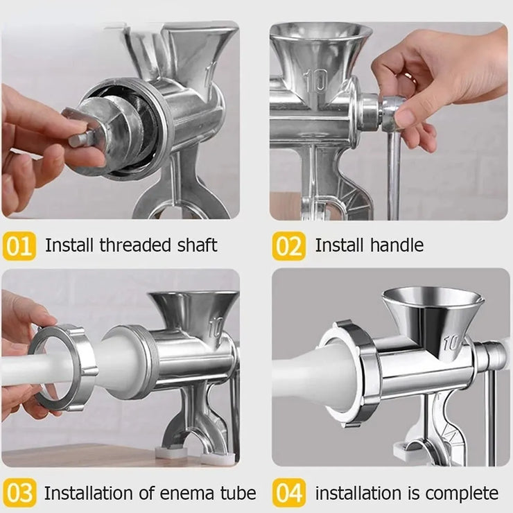 1PC Manual Meat Grinder Silver Aluminum Alloy Powerful Home SausageVegetable Chopper Pepper Kitchen Appliances