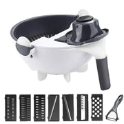 LMETJMA 9 in 1 Multifunctional Magic Rotate Vegetable Slicer with 2L Drain Basket Veggie Fruit Shredder Grater Slicer KC0291