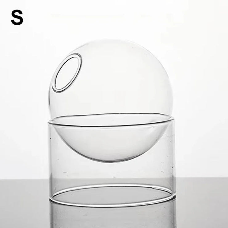 Mini Round Flower Vase Hydroponic Container Micro Landscape Glass Ecological Bottle Borosilicate Glass Bottle Home Decoration