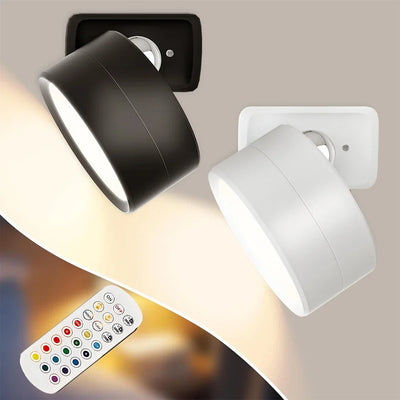 LED Wall Mounted Lights with Remote Wireless Magnetic Wall Sconces 3 Color Dimmable USB Rechargeable for Bedroom Bedside Light