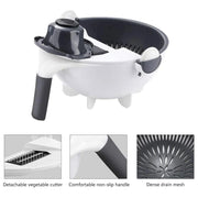 LMETJMA 9 in 1 Multifunctional Magic Rotate Vegetable Slicer with 2L Drain Basket Veggie Fruit Shredder Grater Slicer KC0291